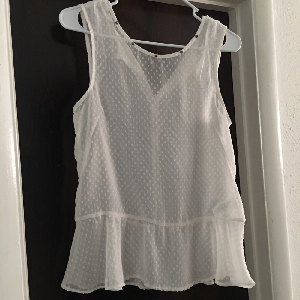 Sheer Dot Peplum Blouse